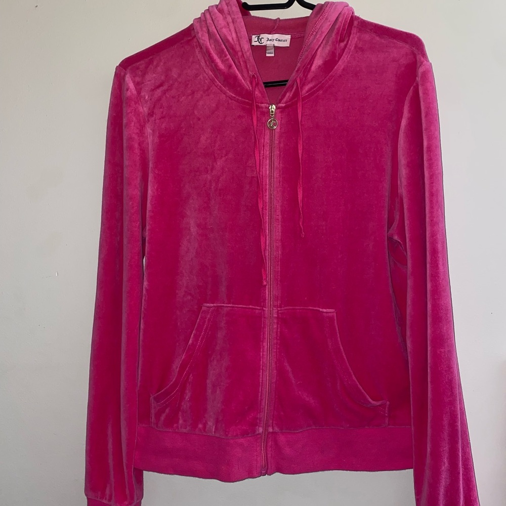 Juicy Couture Hot Pink Velour Zip Hoodie